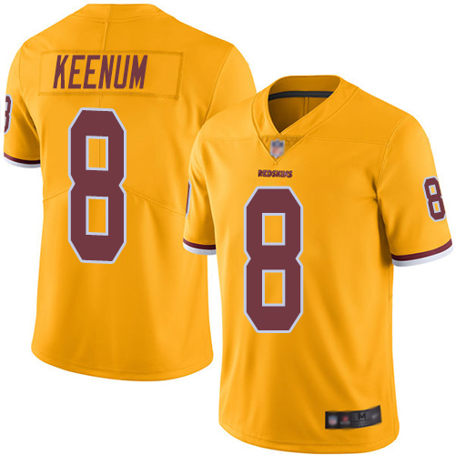 Washington Redskins Limited Gold Youth Case Keenum Jersey NFL Football #8 Rush Vapor Untouchable->women nfl jersey->Women Jersey